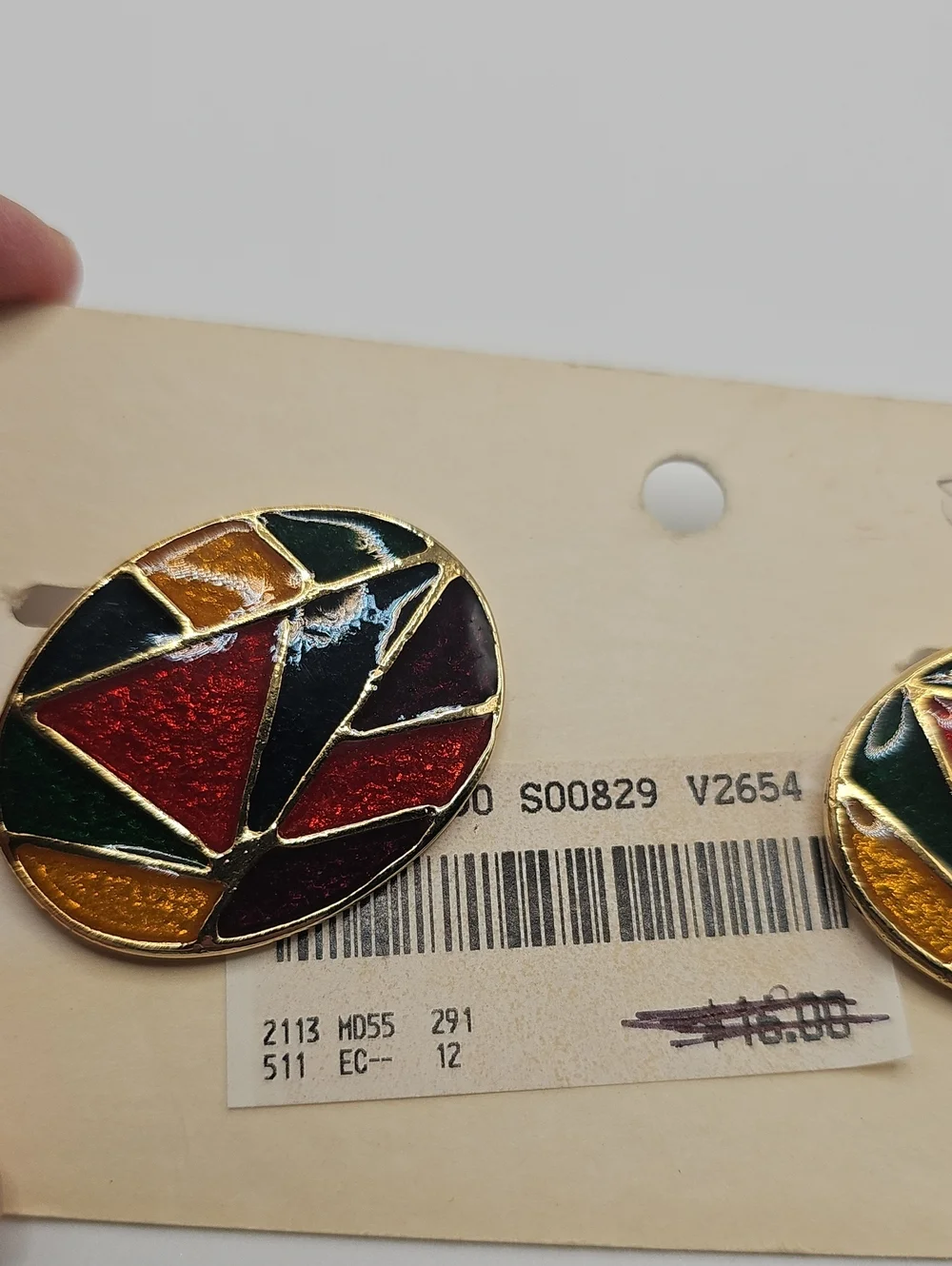 Musi Vintage Geometric Mosaic Shoe Clips Womens OS Multi Color Enamel Jewelry